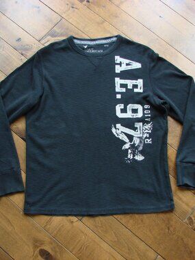 American Eagle Vintage Fit Thermal Tee Shirt Long Sleeve Logo Size XL